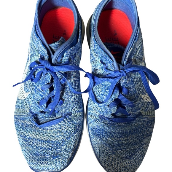 Nike Blue and White Flyknit Sneakers - Picture 2 of 5